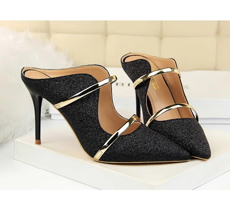 

=Fashion sexy nightclub shoes fine with high-heeled sequins cloth with summer sandals and slippers