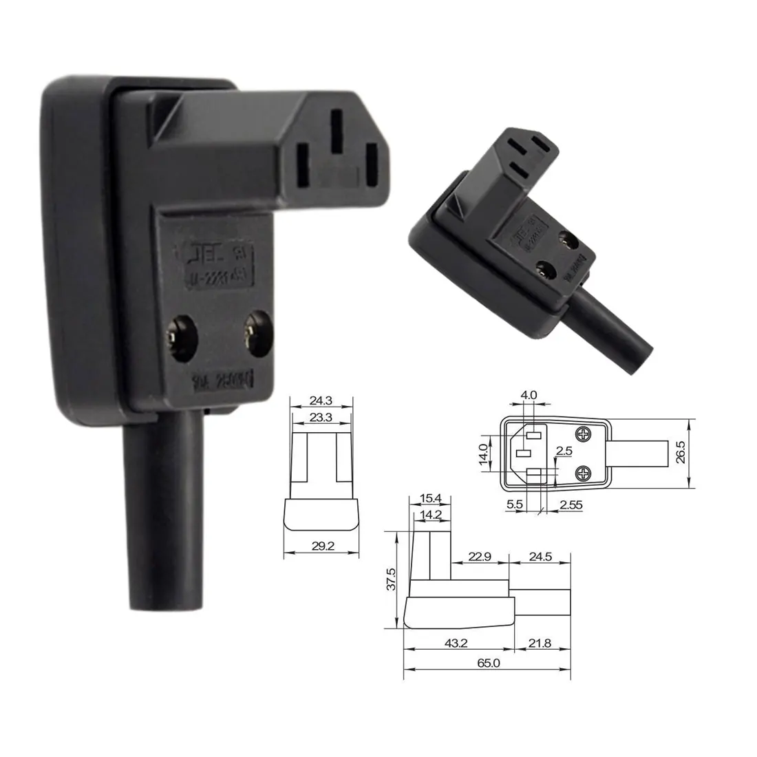 Новый 1 шт. 90 градусов Угловой IEC 320 C13 гнездовой разъем AC 10A 250 В мощность кабель Разъем