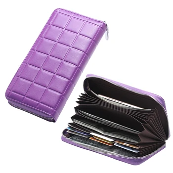 

Women's Candy Colors Multi-Card Clutch Bags Female Bag Pure Leather Credit Holders Women Large Capacity Purse Cion Solid Wallet