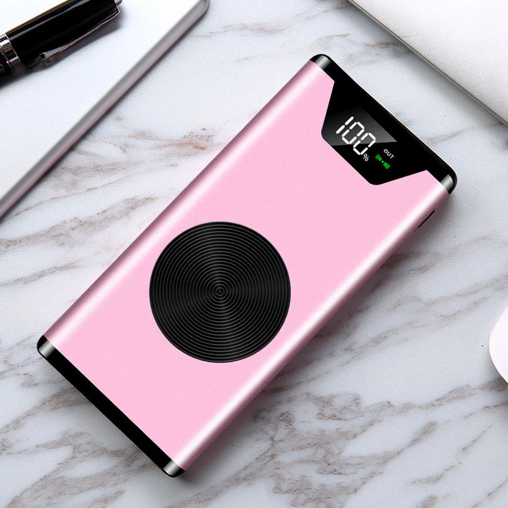 20000 мАч для iphone X 8 QI Беспроводное зарядное устройство power Bank Dual USB с цифровым дисплеем внешний аккумулятор power bank для samsung