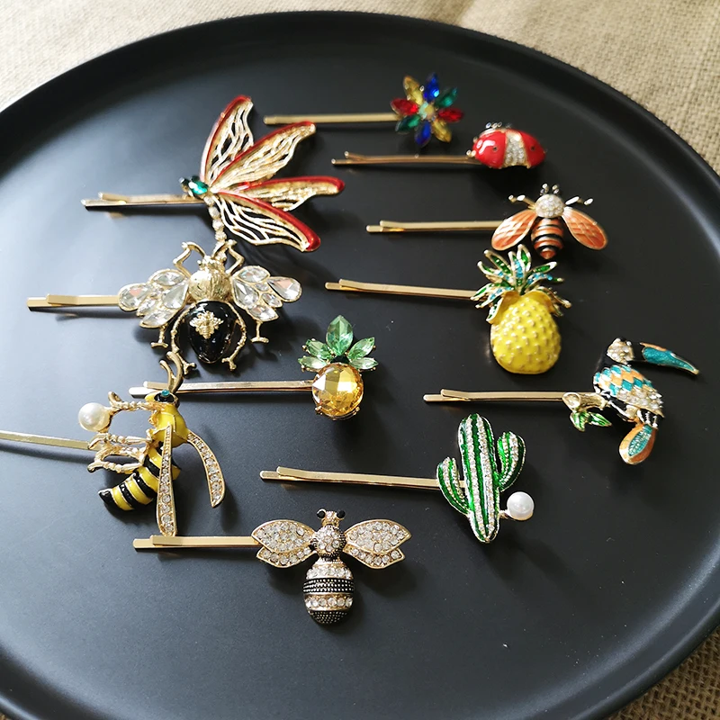 

JUJIA Animal fruit Design Shiny Crystal Rhinestones Hairpins Barrettes Colorful Hair Clips Hairstyle Hair Accessories Barrettes