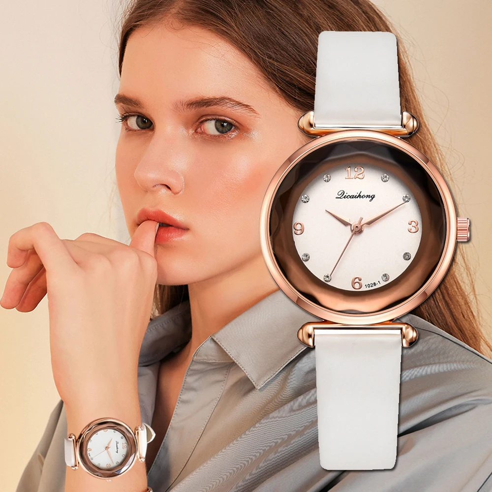 Fashion Leather Sports Quartz Watches For Women Luxury Rose Desgin ...