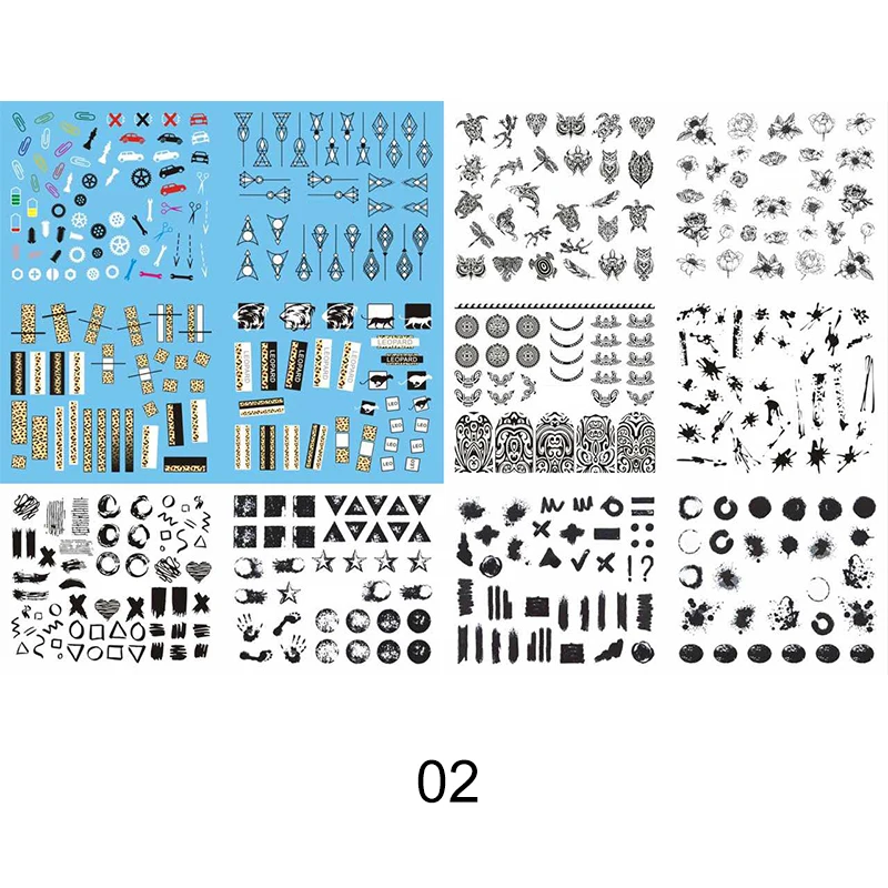 Наклейки для ногтей переводные наклейки s животные цветок полосы-листья линии узорами, дизайн ногтей наклейки ногти аксессуары для DIY маникюра - Цвет: 02