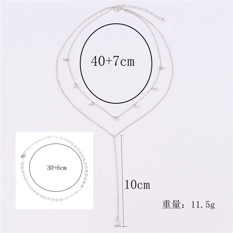Модное блестящее ожерелье с кулоном в виде Луны для женщин серебряного цвета многослойный Воротник Ожерелье-чокер в богемном стиле ювелирное изделие подарок