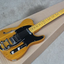 Заводская электрогитара с натуральным деревом цвет золы корпус, f отверстие, хром Hardwares, тремоло система, предложение по индивидуальному заказу