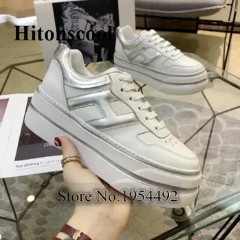

2019 New Arrival Designer Thick Bottom White Women Sneakers Cross-tied Platform Hot Fashion Casual Shoes Mujer