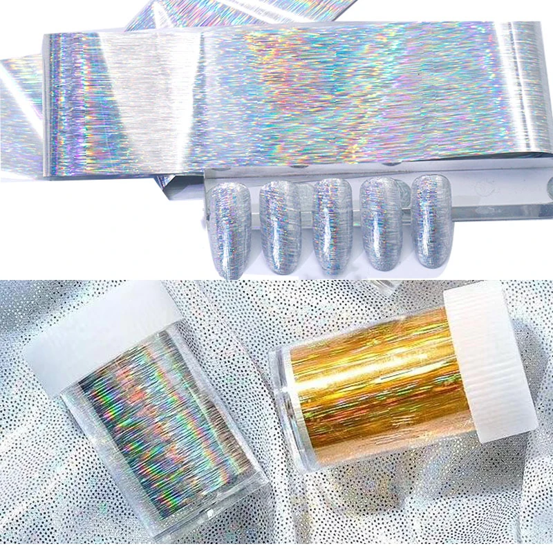 

1 Sheet Starry Sky Laser Nail Foils Gold Silver Shimmer Sticker 4*120cm Manicure Nail Art Sticker Decoration Accessories DNZ02-1