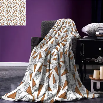 

Sweet Throw Blanket Takeaway Vanilla Ice Cream Gelato Background Yummy Desert Scoop Image Print Warm Microfiber