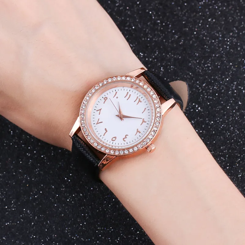 Fashion Luxury Arabic Numbers Ladies Watches Women Top Brand Rhinestone