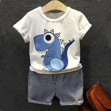 Одежда для детей г. Летняя одежда для маленьких мальчиков футболка с динозавром+ шорты, комплект детской одежды из 2 предметов, спортивный костюм для мальчиков, комплект одежды