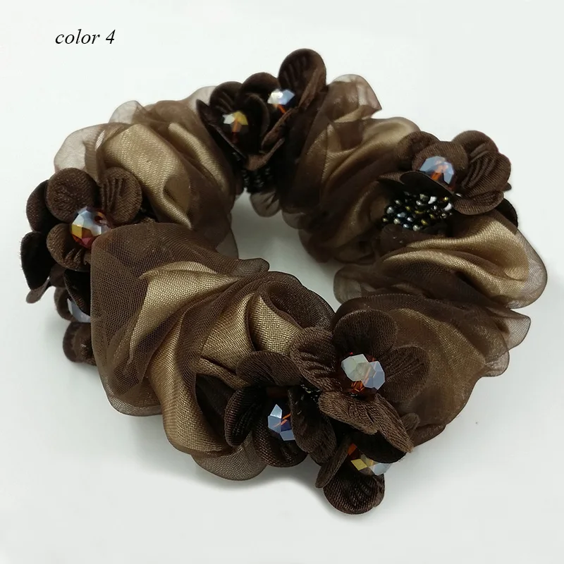 Ручной работы женские корейский Хрустальный цветок хвост держатель корейский резинка для волос Bun Обувь для девочек Женские аксессуары