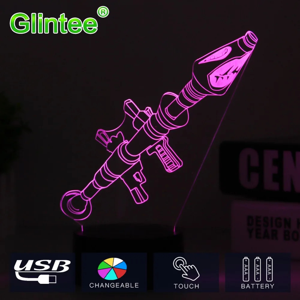 

Rocker Launcher 3D Lamp Battle Royale Mood Night Light Navidad 7 Color Changing Bedroom Home Decor Luminaria Kids Gifts