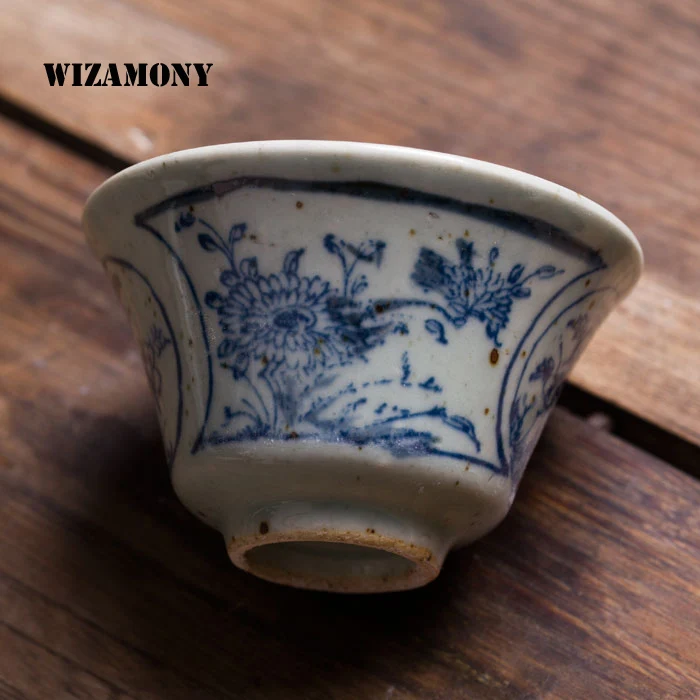 1 шт. WIZAMONY маленький голубой и белый Gaiwan китайский старинный глазурь Цзиндэчжэнь