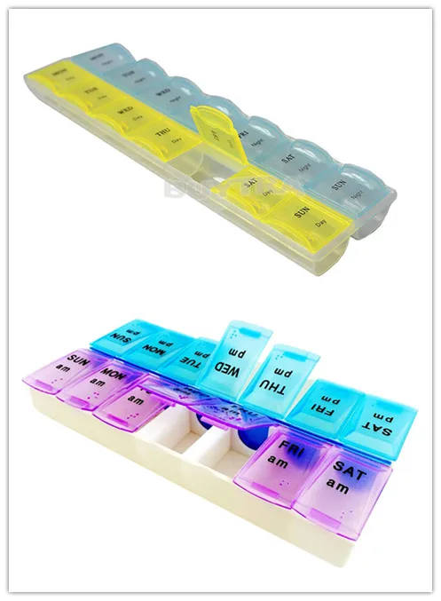 14 Grids 7 Days Pill Box Drugs Weekly Pills Case Health Care Medicine Dispenser Storage Tablet Pill Box Splitters 2 Styles