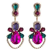 Женские висячие серьги KMVEXO, разноцветные кристальные серьги в форме капель