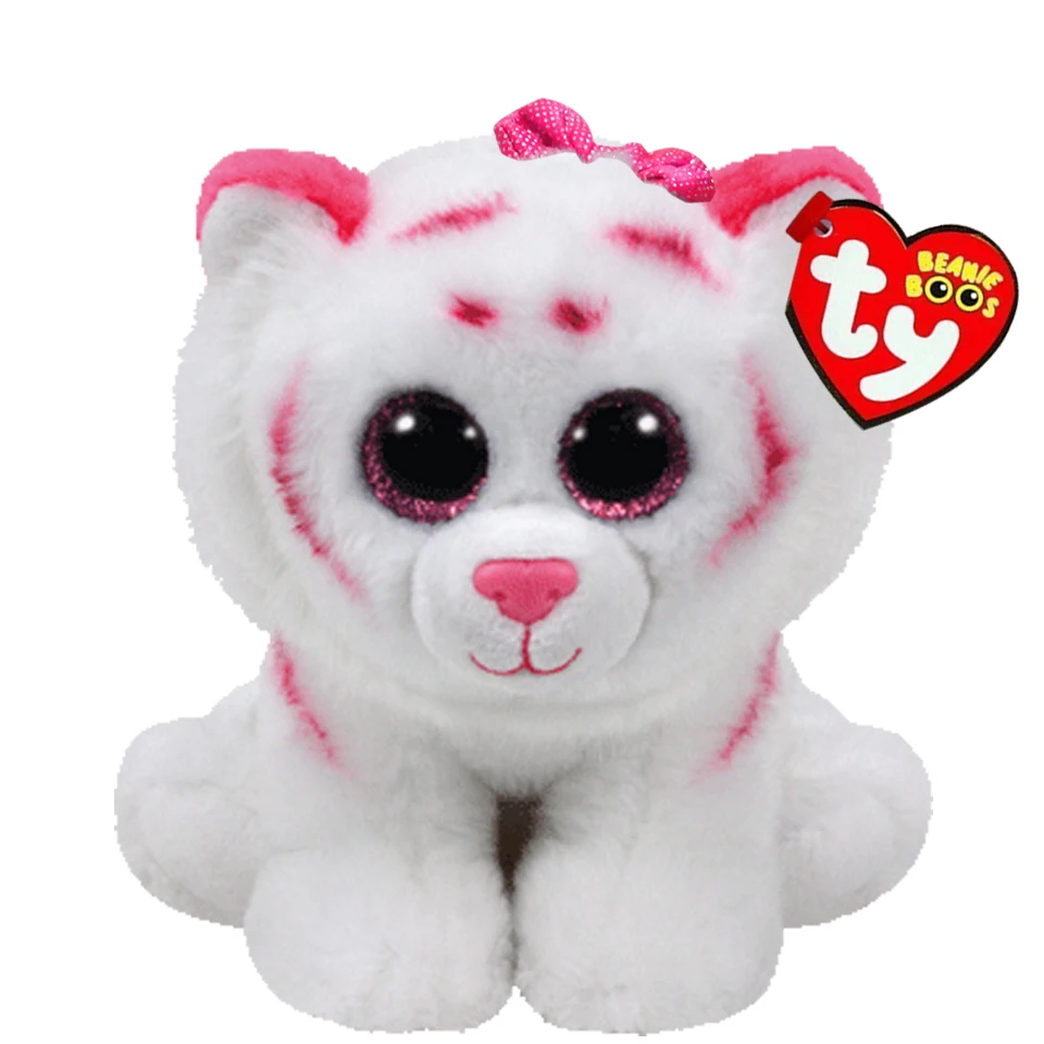 

Plush Dolls Ty Beanies Boos 6" 15cm Purrcilla the Pink & White Tiger Plush Regular Stuffed Animal Collection soft Toy