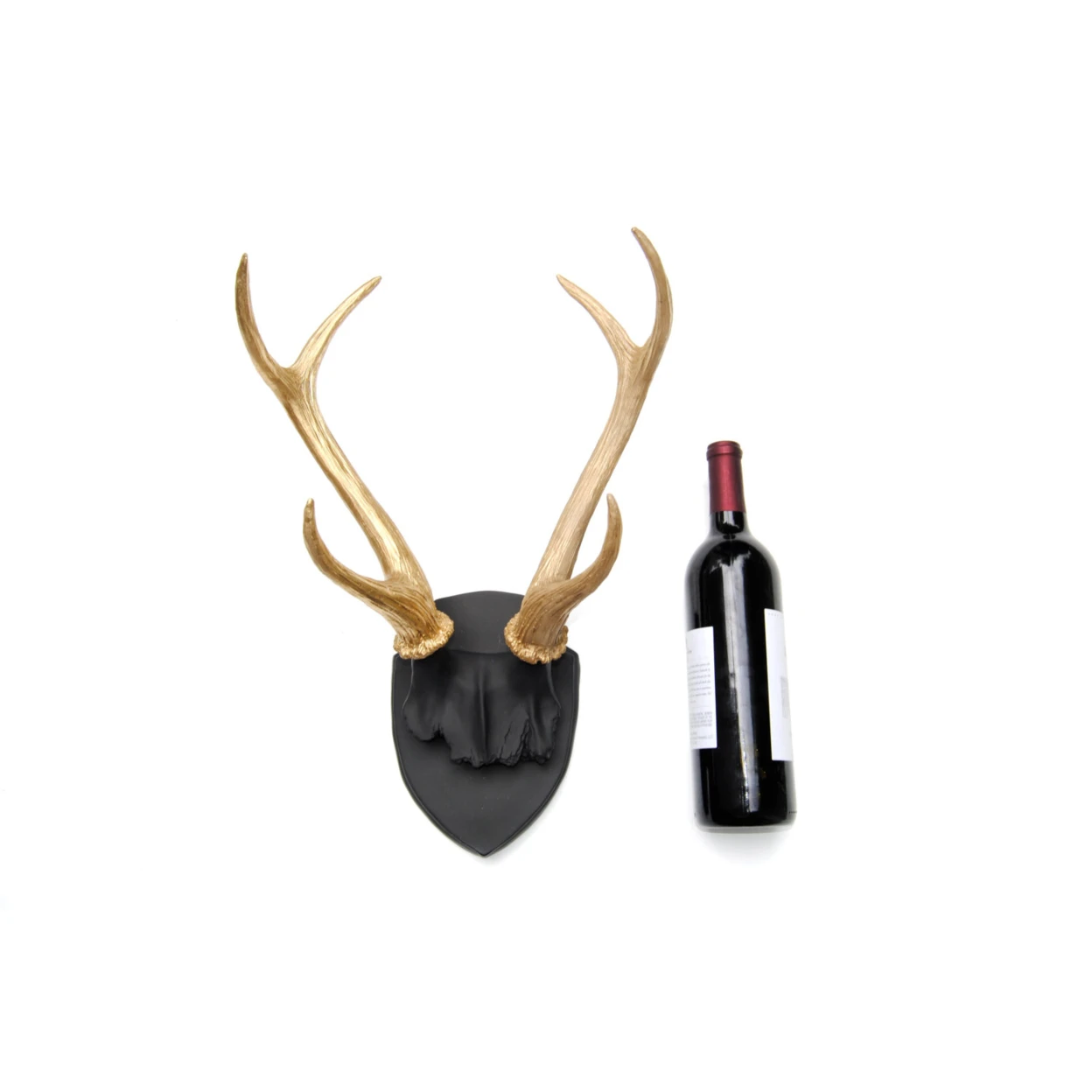 Large Faux Taxidermy Deer Antler Mount - Turquoise Skull and Gold Antlers - Unique Fake Resin Decor- Animal Friendly Wall Art - HT6308 (4)