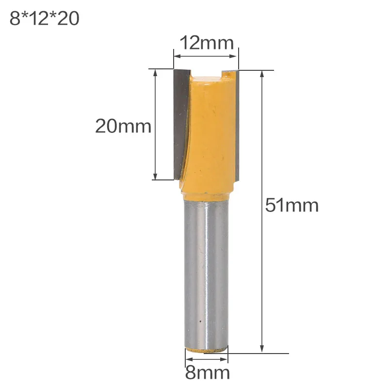 4 шт./компл. Концевая фреза 8 мм хвостовик 3/" W x20" H прямые/Dado древесины фрезы для контурной обработки прямой плоский конец мельницы фрезы по дереву Деревообработка инструменты