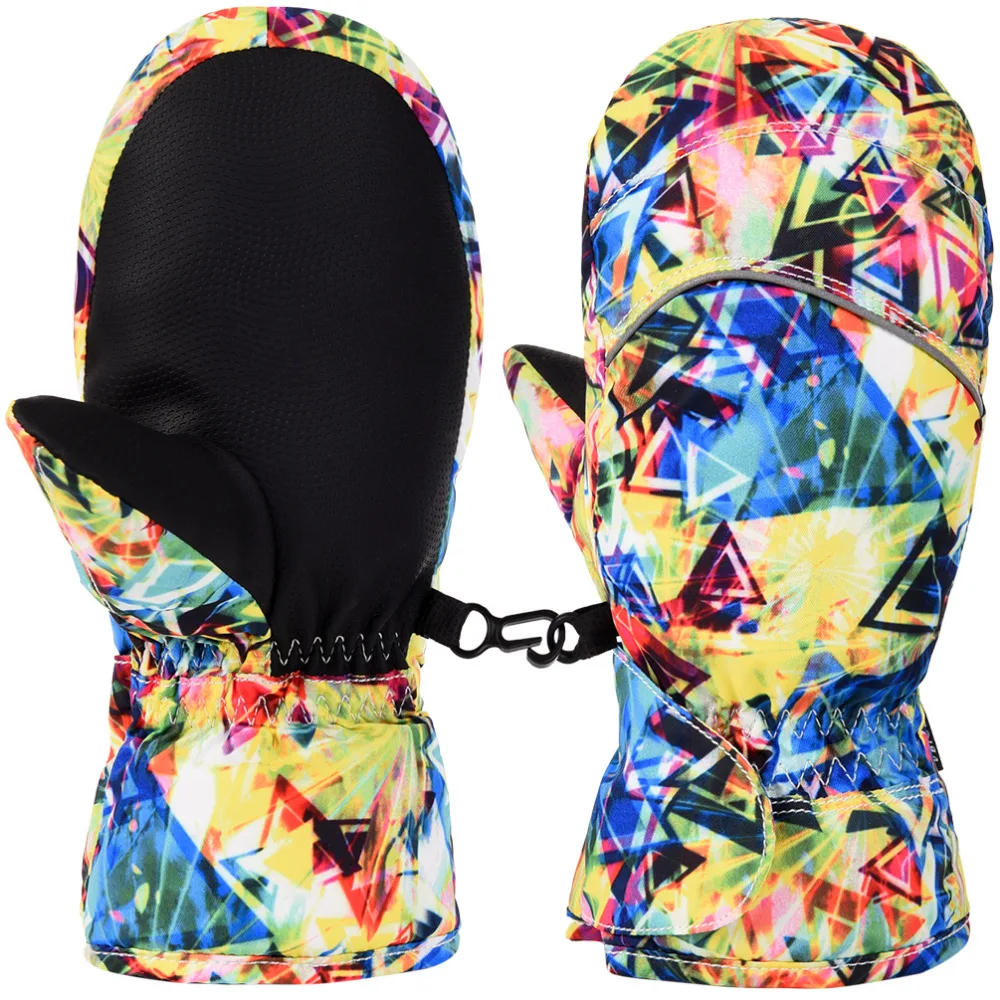 Vbiger الأطفال أطفال الحارة التزلج التزلج قفازات ماء فنجر كامل القفازات قفازات مع الصوف بطانة لشتاء الخريف