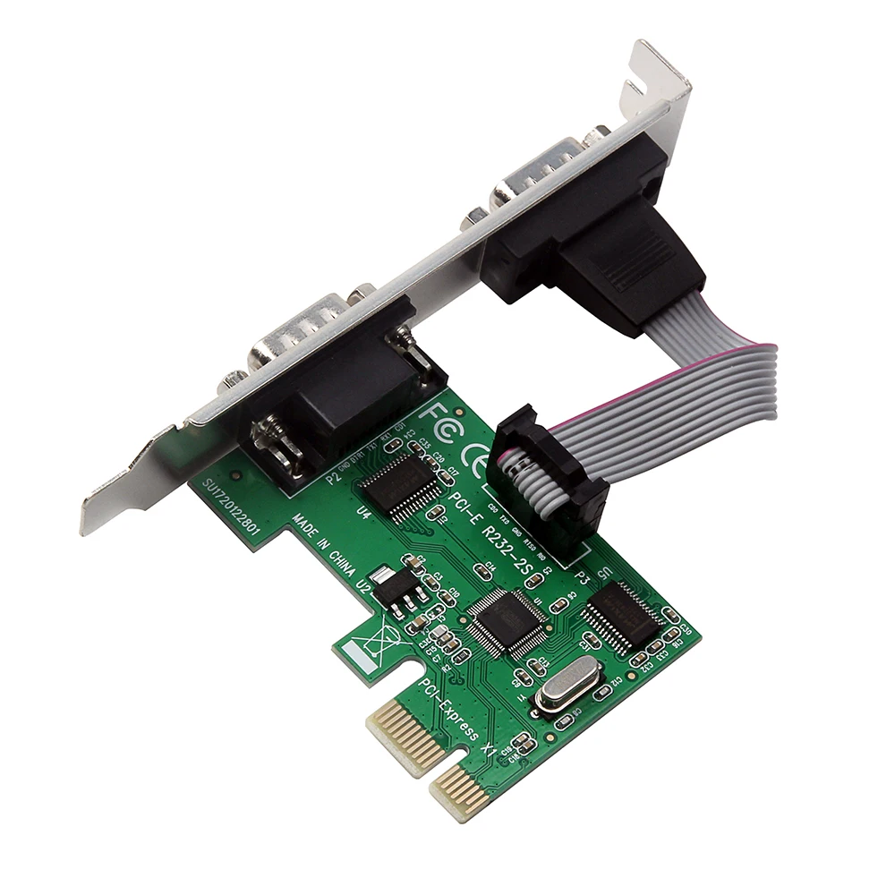 Плата расширения интерфейса PCI E RS232 с двумя последовательными портами COM адаптер