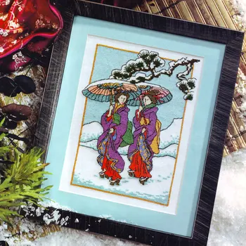 

Japan Kyoto snow winter characters DIY cross stitch set crafts DMC cross stitch set for embroidery counted printed stitch kit