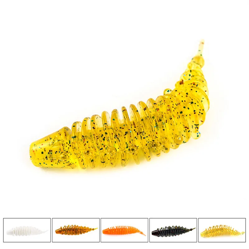 5pc/lot 5Colors 8cm/6g Soft Caterpillar Lures Worms Fishing Lure Soft Grub Artificial Trout Soft Bait Fishing Dropshopping