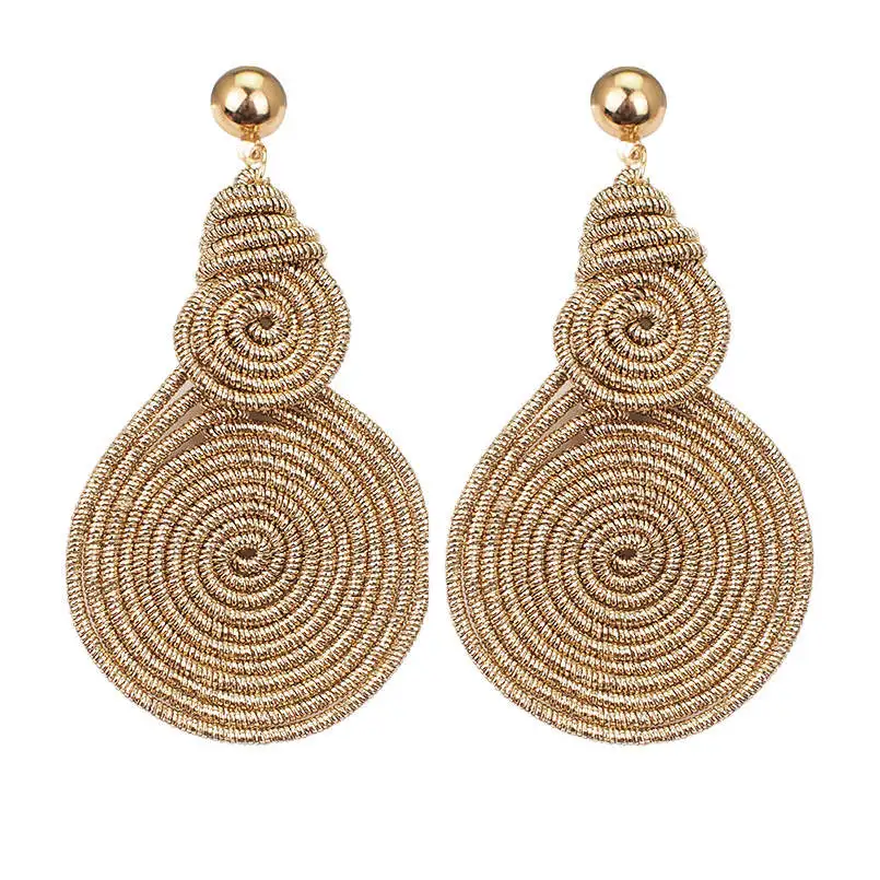 Богемные спиральные массивные серьги из сплава для женщин, Винтажные висячие серьги из металла, ювелирные изделия, UKEN - Окраска металла: Gold Earrings