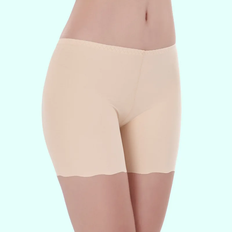 

Ice-filament Lotus Leaf-edged Middle Waist Underwear One-piece Seamless Thin Lady's Underpants Smart Safety Pants