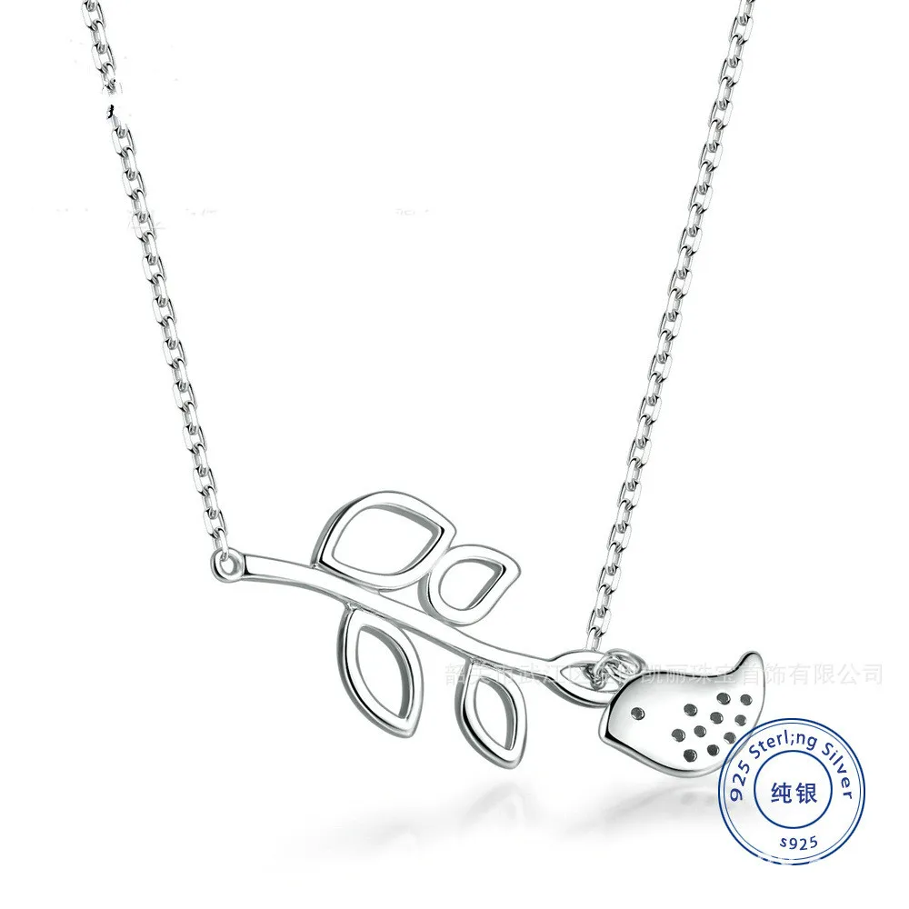 

925 Silver Explosion Jewelry Individual Handmade Japanese and Korean Wire-Drawn Tree Branch Bird Necklace can be customized