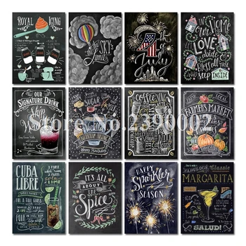 

Full Diamond Embroidery Chalkboard Art 5D DIY Diamond Painting Kitchen Food Cross Stitch Diamond Mosaic Coffee Lover Chalk Art