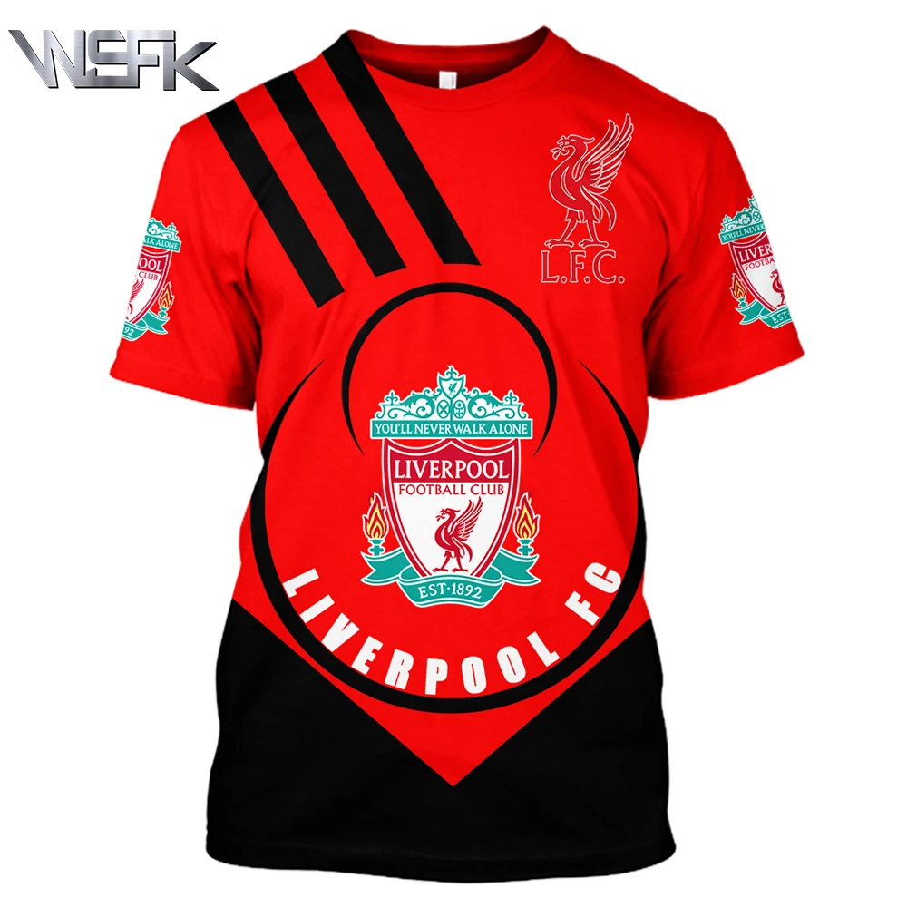 

WSFK popular men's short-sleeved Liverpool jersey 3D printing Harajuku style T-shirt casual style sweatshirt sportswear