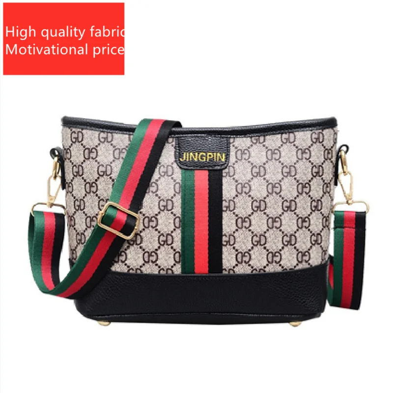 

PU Printing Bucket Bag Tide Korean Version of The Wild Messenger Bag Atmospheric Broadband Shoulder Bag Ladies Bag 2019 New