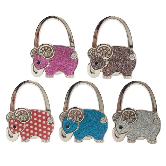 Purse Hook for Table Top Desk Foldable Bag Purse Holder Portable Handbag  Hook Hanger (Elephant Style)