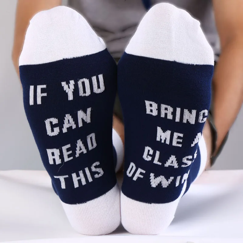 Новый Для мужчин Для женщин Смешные Слова с принтом носки, если вы можете прочитать это принесет мне Стекло вина хлопка Повседневное носки