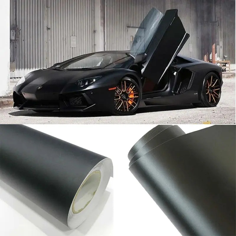 

Matte Black Vinyl Car Wrap Car Motorcycle Scooter DIY Styling Adhesive Film Sheet With Air Bubble Free Sticker 20'' x 60''