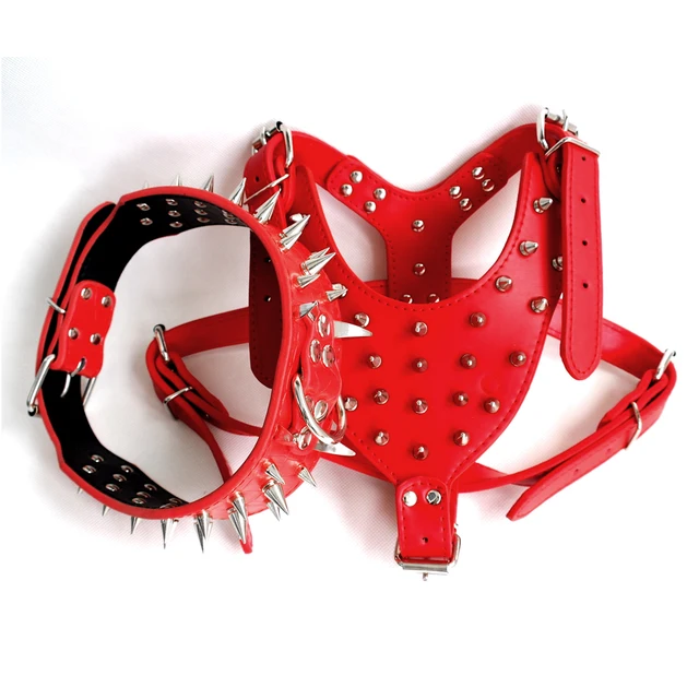 Buy Spiked Studded Dog Collar and Harness Set Leather