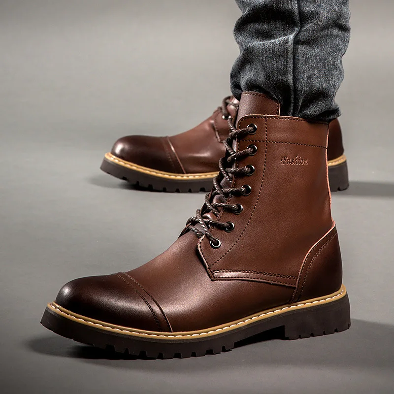 

New pair of suede high shoes leather Martin boots fashion man shoes