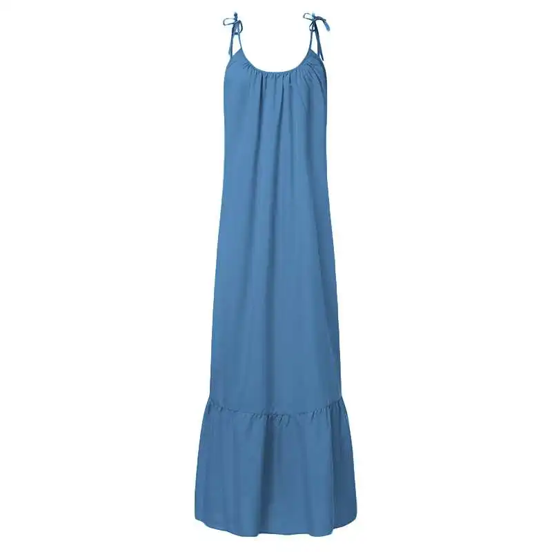 Летнее женское длинное платье макси с открытой спиной, сексуальное пляжное вечернее платье без рукавов размера плюс, Повседневное платье в пол без бретелек
