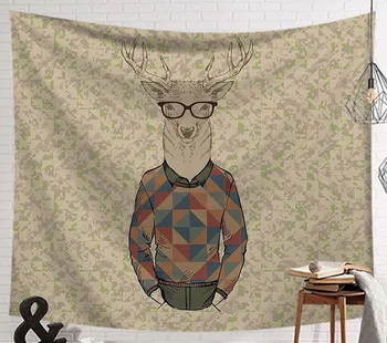 

CAMMITEVER Deer Sweater Tapestry Personification Printed Wall Hanging Tapestry Wall Cloth Dorm Kids Room Decor