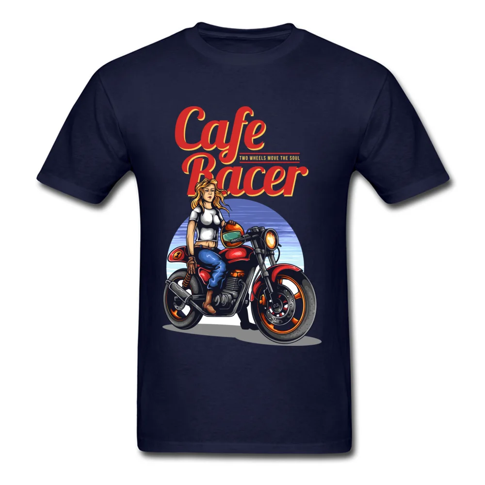 Cafe Racer 2018 Popular Men T-Shirt O-Neck Short Sleeve 100% Cotton Tops Shirt Printed Tops Shirts Free Shipping Cafe Racer navy