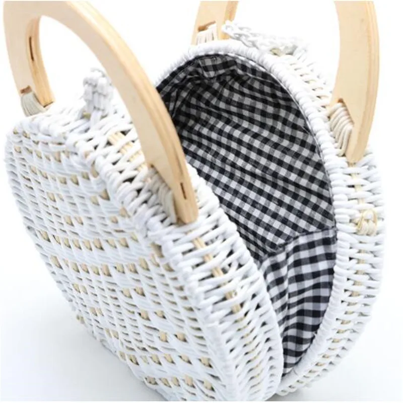 Round Straw Bags for women 2018 new Summer Rattan shoulder Handbags Circle white Handmade Woven Beach Bag ladies bags travel