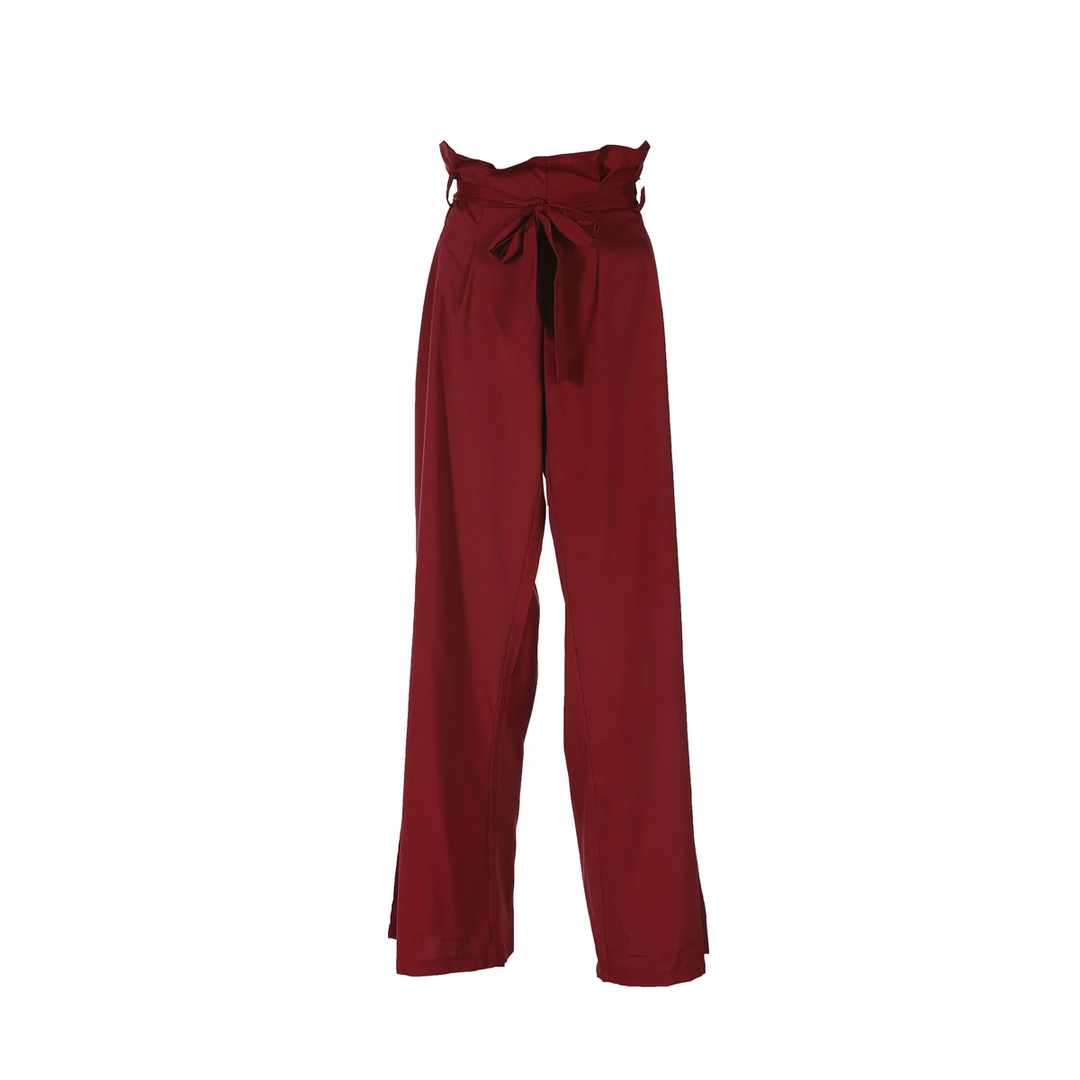 Женские офисные свободные Стрейчевые длинные брюки с высокой талией и широкими штанинами, брюки, бумажный пакет, новая мода - Цвет: Красный