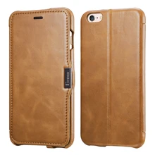 Benuo For iPhone 6 6S Plus Case 5.5 inch Genuine Leather Vintage Classic Folio Flip Corrected Grain Leather Cover With Card Slot