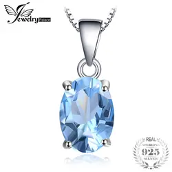 JewelryPalace классический овальный 2.1ct натуральный Небесно Голубой топаз камень рождения 925 пробы серебро для женщин 45 см цепи ювелирные