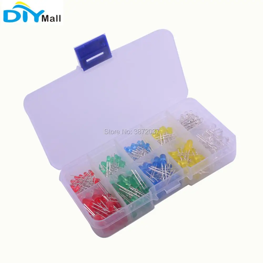 

200pcs/set 5mm 3mm Round Ultra Bright Diffused Light Emitting Diode Lamp DIY Kit with Plastic Box