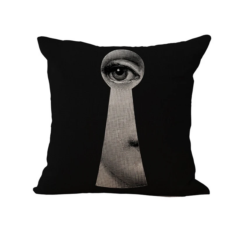 Koop Fashion Vintage Fornasetti Kunstenaar Schoonheid Gezicht SCHEDEL Custom Made Kussensloop Zwart wit Case home hotel Kussensloop