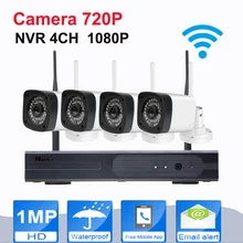 4CH Wireless NVR Kit Plug And Onvif IP Camera WIFI Megapixel 720p HD Outdoor Wireless Digital Security CCTV IP Cam IR Kamera
