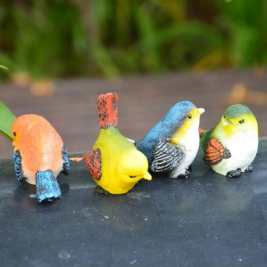 4pcs Artificial Resin Bird Feather Realistic Home Garden Decor Ornament