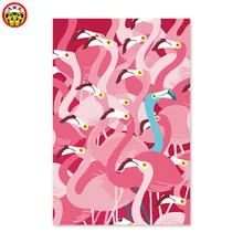 Diy цифровая картина маслом по номерам рисунок картина ручной работы декоративные картины на стену группа розового левого фламинго и один правый