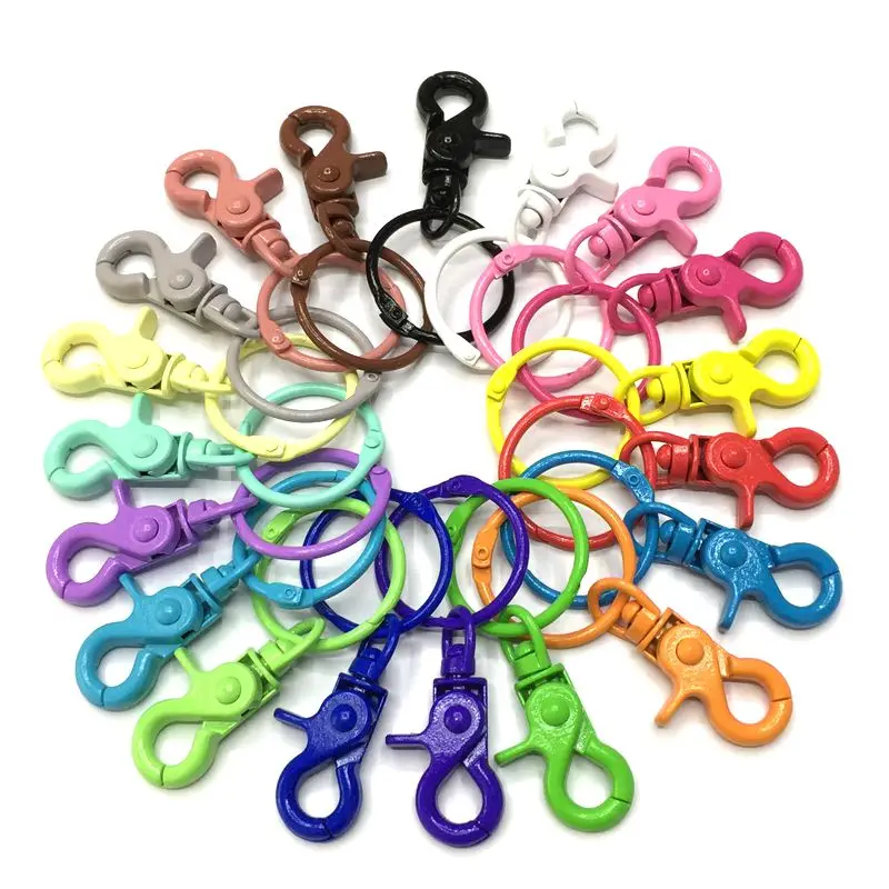 

2Pcs/ Colorful Metal Key Openable Unisex Keyring Keychain Keyfob Loose leaf DIY Accessories Dog buckle